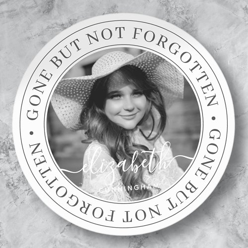 Memorial Gone But Not Forgotten Elegant Chic Photo Classic Round Sticker