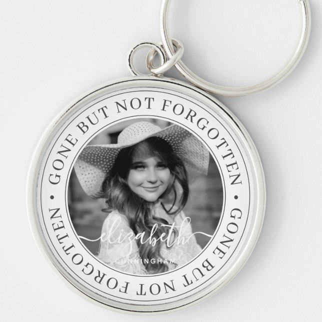 Memorial Gone But Not Forgotten Elegant Chic Photo Keychain (Front)