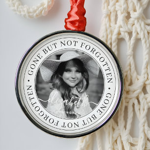 Memorial Gone But Not Forgotten Elegant Chic Photo Metal Ornament
