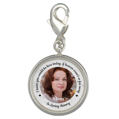 Memorial Graduation Cap Personalized Photo  Charm - Add the finishing touch to your graduation cap with this custom photo graduation memorial charm . Quote: " I know you would be here today, if heaven wasn't so far away... In Loving Memory" Personalize with you loved ones photo. This graduation memorial tassel charm is perfect in memory of dad, mom, grandmother or grandfather.  COPYRIGHT © 2020 Judy Burrows, Black Dog Art - All Rights Reserved. Memorial Graduation Cap Personalized Photo Charm