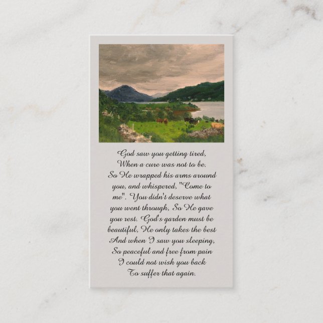 Memorial Green Orange Blue Sympathy Card (Front)