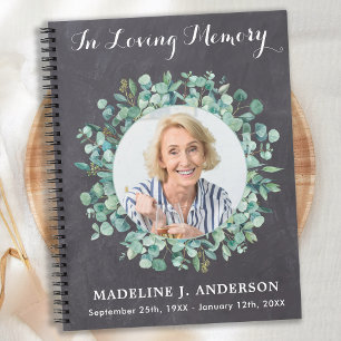 Memorial Greenery Funeral Guestbook Chalkboard Notebook