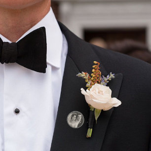 Memorial Groom's Wedding Suit Boutonniere Charm Gunmetal Finish Lapel Pin