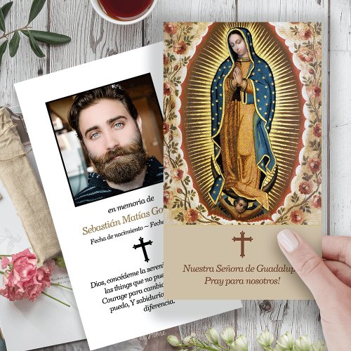 Memorial Guadalupe Funeral Prayer Sympathy Cards