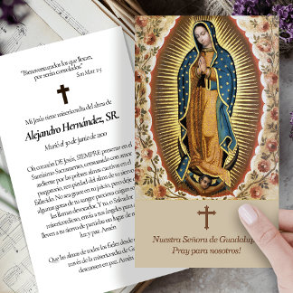 Memorial Guadalupe Spanish Prayer Sympathy Cards