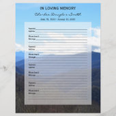 Memorial Guest Book Filler Page Mountains (Front)