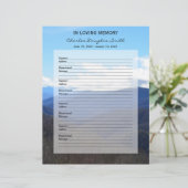Memorial Guest Book Filler Page Mountains (Standing Front)