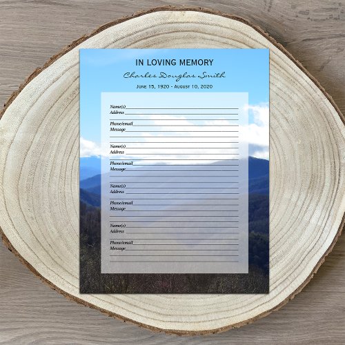 Memorial Guest Book Filler Page Mountains