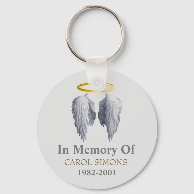Memorial Halo & Angel Wings  Keychain (Front)