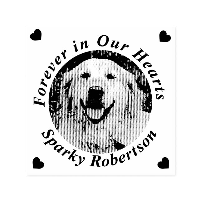 Memorial Heart Add Name Photo Self-inking Stamp (Design)
