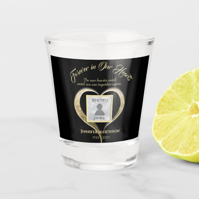 Memorial Heart Add Photo Shot Glass (Front)