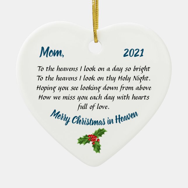 Memorial Heart Christmas Ornament Mom (Front)
