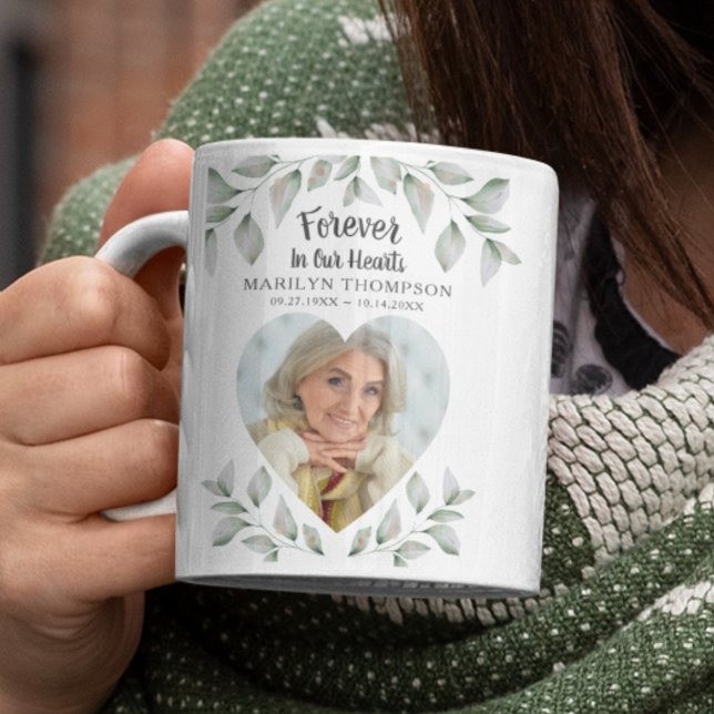 Memorial Heart Shaped Photo Forever In Our Hearts Coffee Mug (Creator Uploaded)