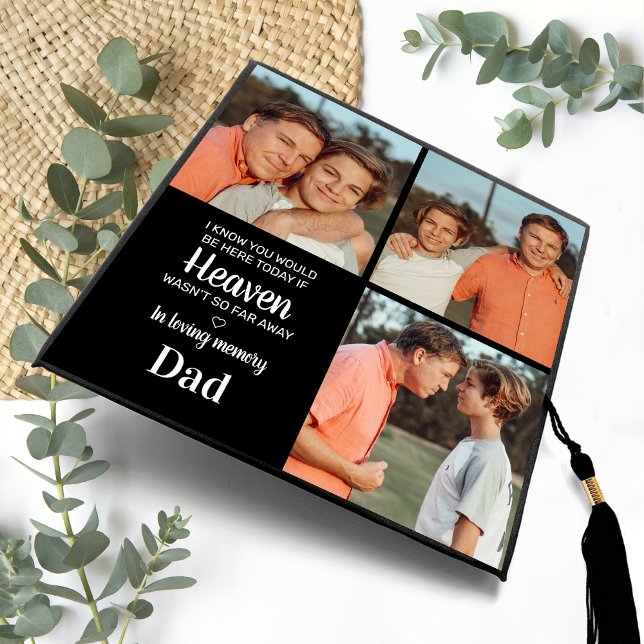 Memorial Heaven 3 Photo Collage In Loving Memory  Graduation Cap Topper (Creator Uploaded)