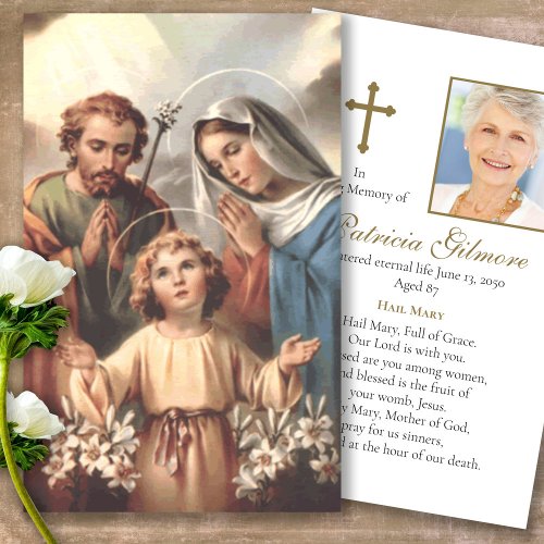 Memorial Holy Family Photo Prayer Sympathy Cards