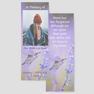 Memorial Hummingbird Lavender Flowers Bookmarks