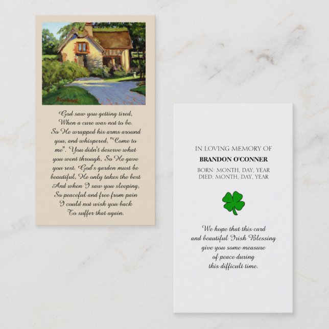 Memorial I Saw You Getting Tired... Prayer Card (Front/Back)