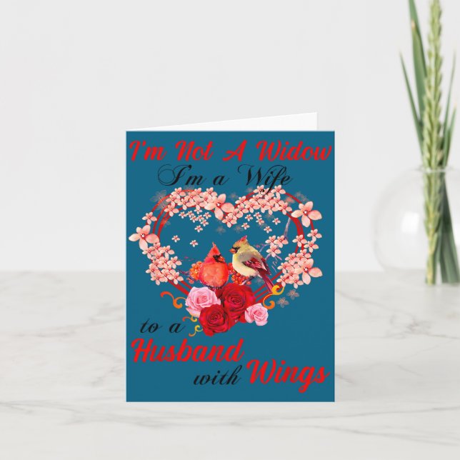 Memorial i'm not widow husband wings cardinal ange card (Front)