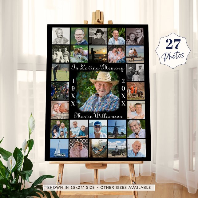 Memorial IN LOVING MEMORY 27 Photo Collage Black Foam Board (Creator Uploaded)