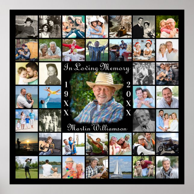 Memorial IN LOVING MEMORY 41 Photo Collage Black Poster (Front)