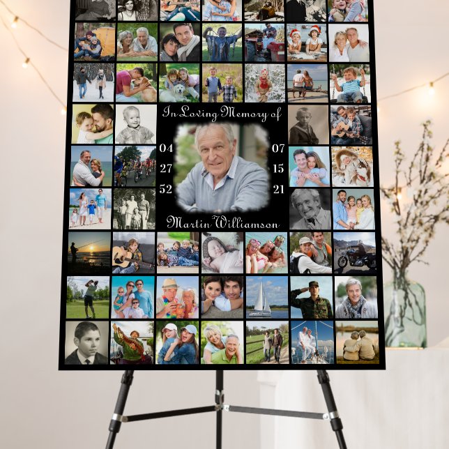 Memorial IN LOVING MEMORY 55 Photo Collage Black Foam Board (In Situ (Stand))