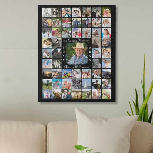Memorial IN LOVING MEMORY 55 Photo Collage Faux Canvas Print