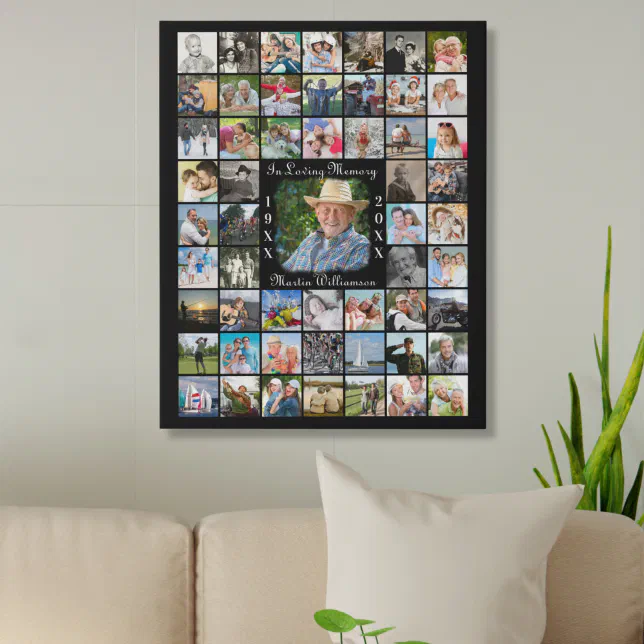 Memorial IN LOVING MEMORY 55 Photo Collage Faux Canvas Print | Zazzle