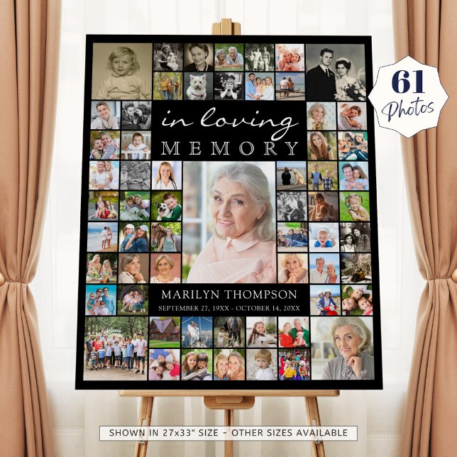 Memorial IN LOVING MEMORY 61 Photo Collage Black Foam Board (Creator Uploaded)