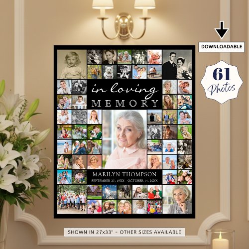 Memorial IN LOVING MEMORY 61 Photo Collage Black