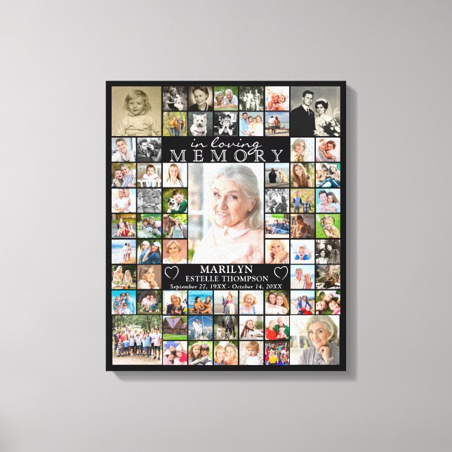 Memorial IN LOVING MEMORY 66 Photo Collage Black Canvas Print (Front)
