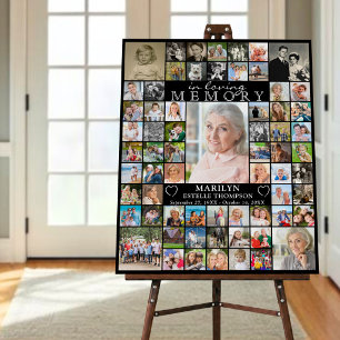 Memorial IN LOVING MEMORY 66 Photo Collage Black Foam Board