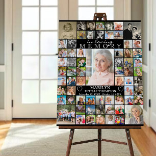 Memorial IN LOVING MEMORY 66 Photo Collage Black Foam Board