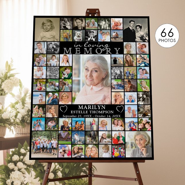 Memorial IN LOVING MEMORY 66 Photo Collage Black Foam Board (Creator Uploaded)