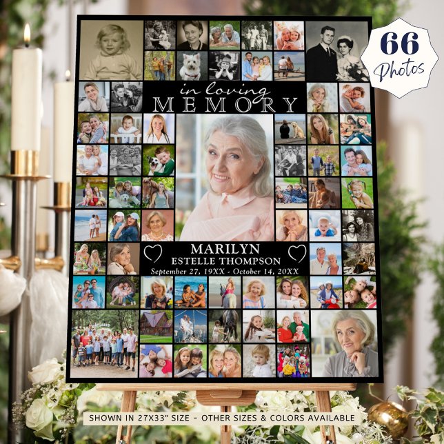 Memorial IN LOVING MEMORY 66 Photo Collage Black Foam Board (Creator Uploaded)