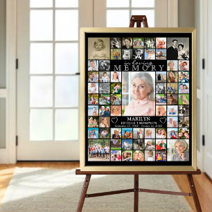 Memorial IN LOVING MEMORY 66 Photo Collage Black Poster