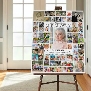 Memorial IN LOVING MEMORY 66 Photo Collage White Foam Board