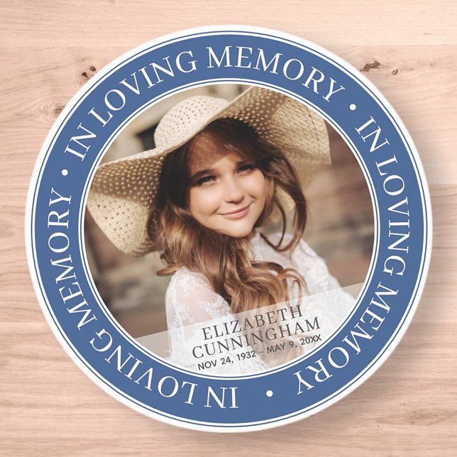 Memorial In Loving Memory Classic Custom Photo Round Sticker (Creator Uploaded)