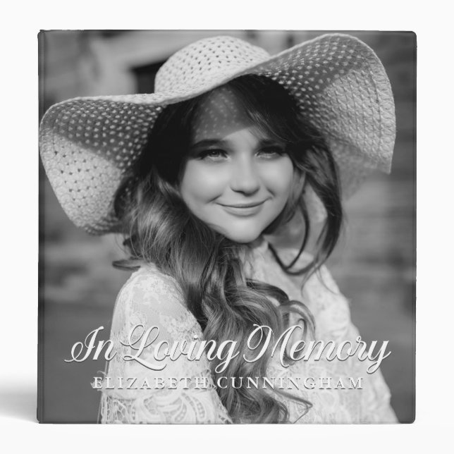 Memorial In Loving Memory Classic Elegant Photo 3 Ring Binder (Front)