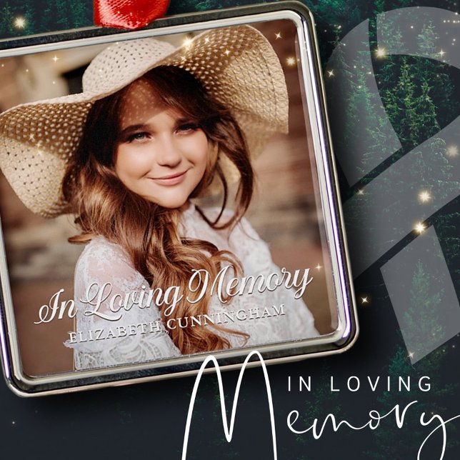 Memorial In Loving Memory Classic Elegant Photo Metal Ornament (Creator Uploaded)
