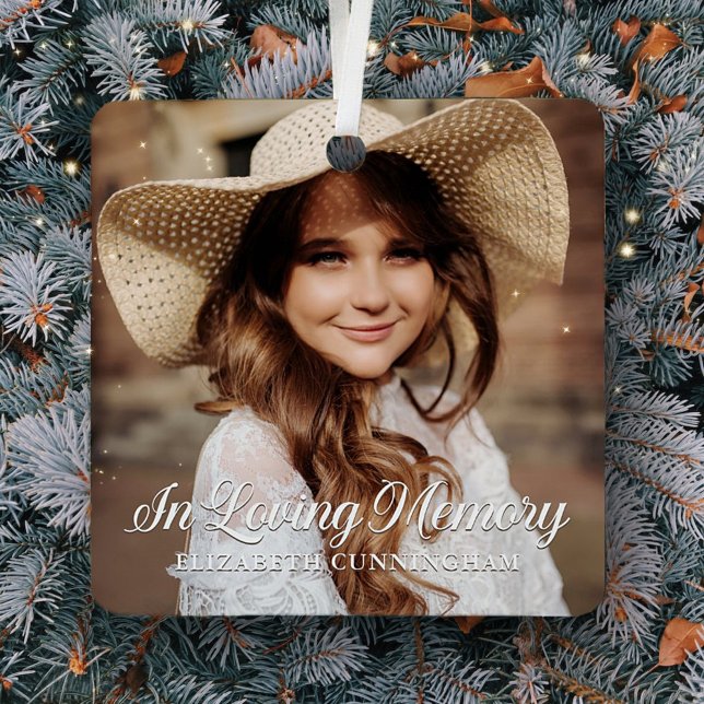 Memorial In Loving Memory Classic Elegant Photo Metal Ornament (Creator Uploaded)
