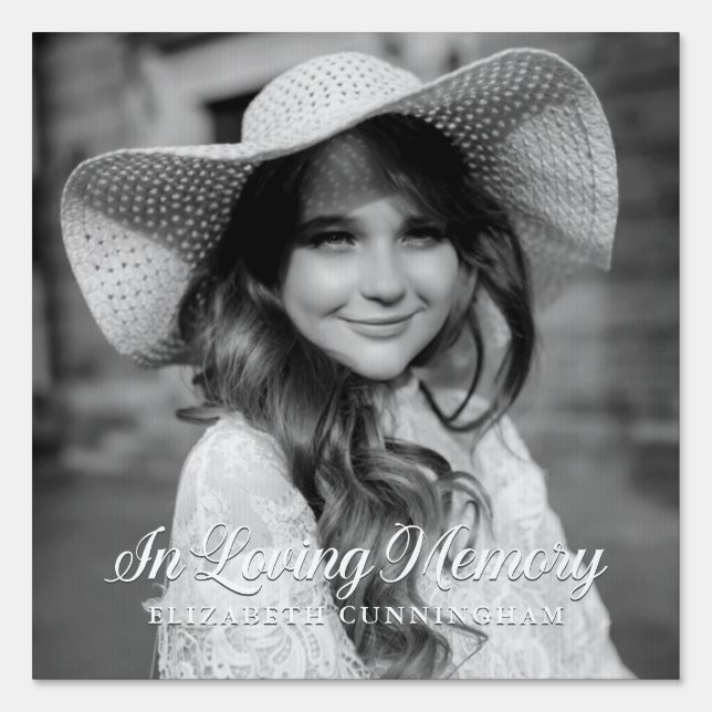 Memorial In Loving Memory Classic Elegant Photo Sign (Front)
