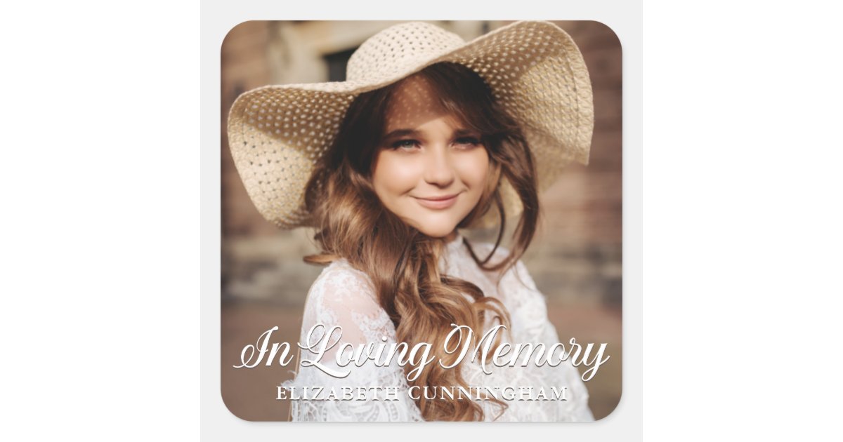 Memorial In Loving Memory Classic Elegant Photo Square Sticker | Zazzle