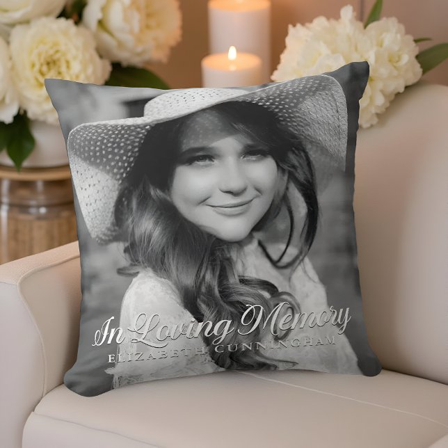 Memorial In Loving Memory Classic Elegant Photo Throw Pillow (Creator Uploaded)