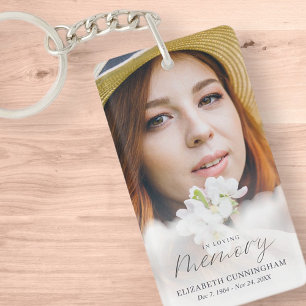 Memorial In Loving Memory Clouds Modern Photo Keychain