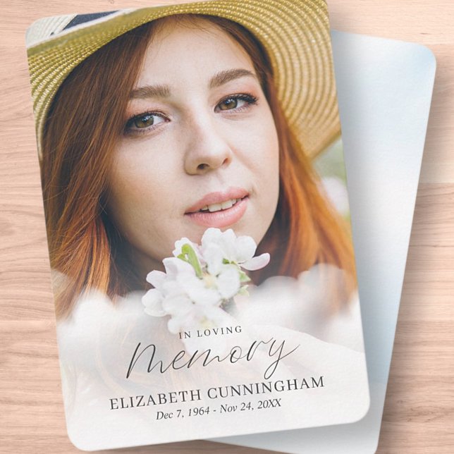 Memorial In Loving Memory Clouds Modern Photo Thank You Card (Creator Uploaded)