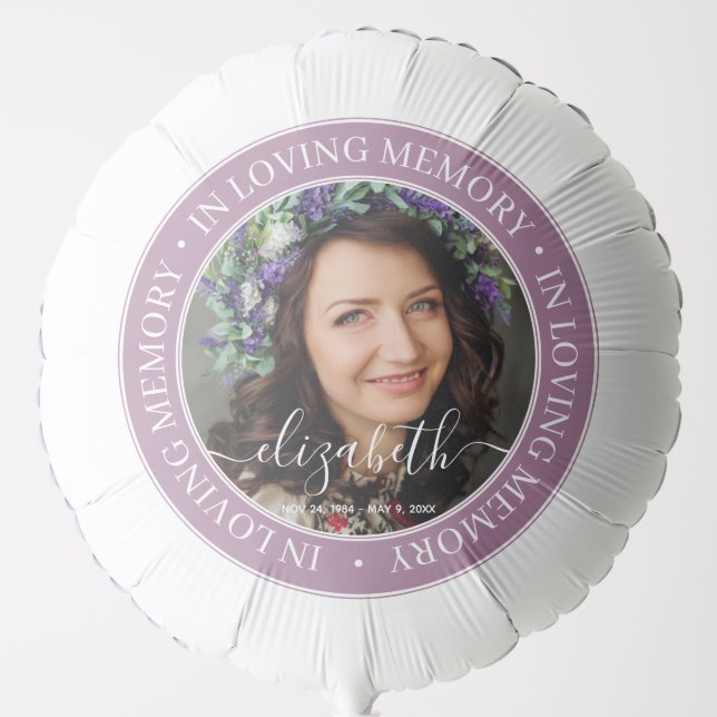 Memorial In Loving Memory Elegant Classic Photo Balloon (Front)