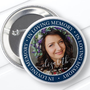 Memorial In Loving Memory Elegant Classic Photo Button