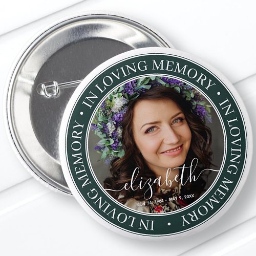 Memorial In Loving Memory Elegant Classic Photo Button