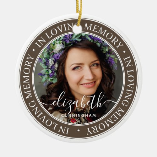 Memorial In Loving Memory Elegant Classic Photo Ceramic Ornament