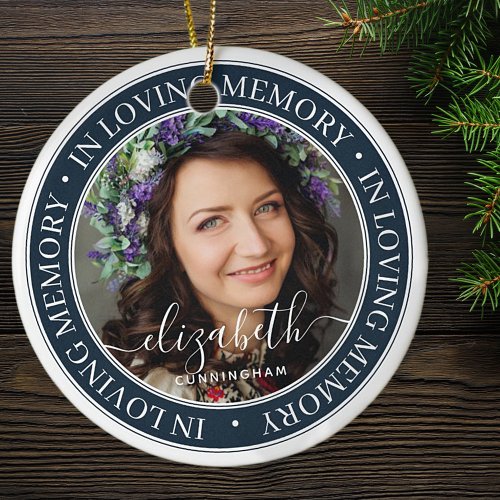 Memorial In Loving Memory Elegant Classic Photo Ceramic Ornament